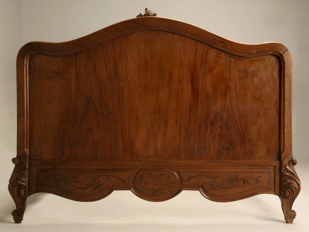 c.1890 French Walnut Rococo Style Bed 4