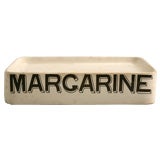 Antike englische "Margarine" Weißzeug Molkereiplatte/Display