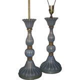 Pair of Lavender Murano Glass Lamps