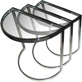 Trio of Mid Century Chrome Nesting Tables Trio of Mid Century Chrome Nesting Tables