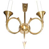 Pair of Neoclassical Brass Sconces with Horn and Arrow Motif