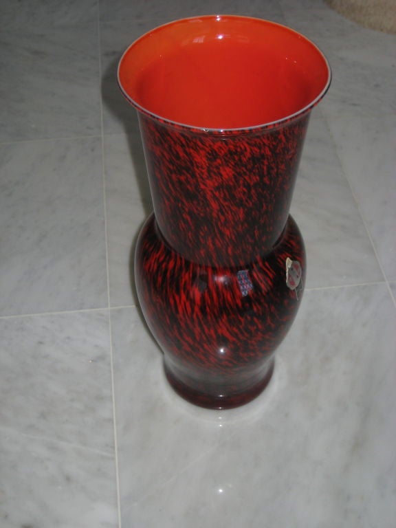 Italian Red and Black Vintage Murano Vase Attributed to Seguso For Sale