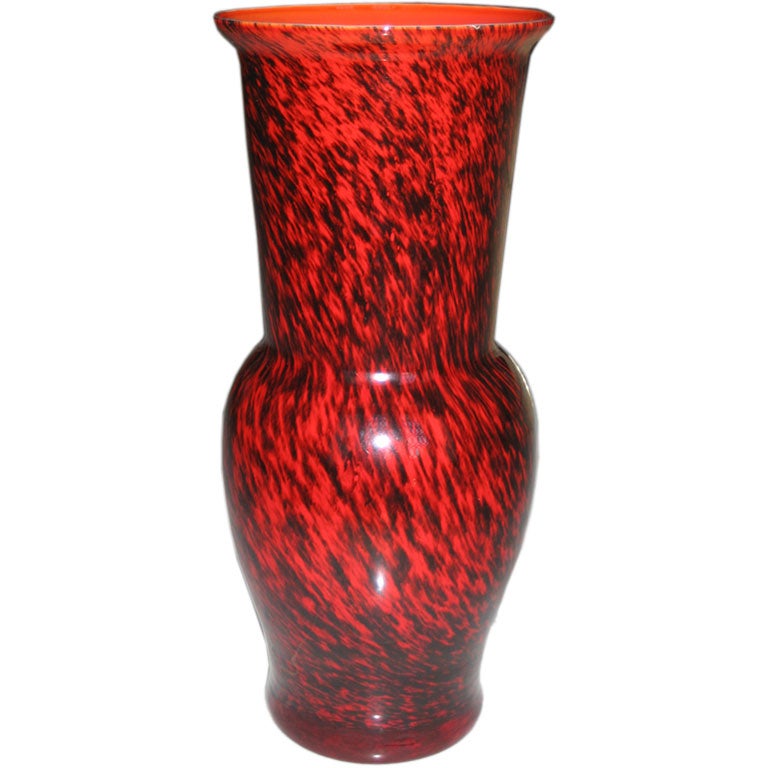 Red and Black Vintage Murano Vase Attributed to Seguso For Sale
