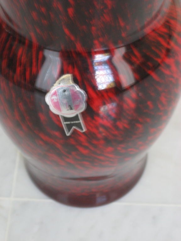 Mid-20th Century Red and Black Vintage Murano Vase Attributed to Seguso For Sale