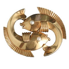 Trabert Hoffer & Mauboussin 14k Gold Double Fish Pin