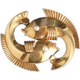 Trabert Hoffer 
Mauboussin 14k Gold Double Fish Pin