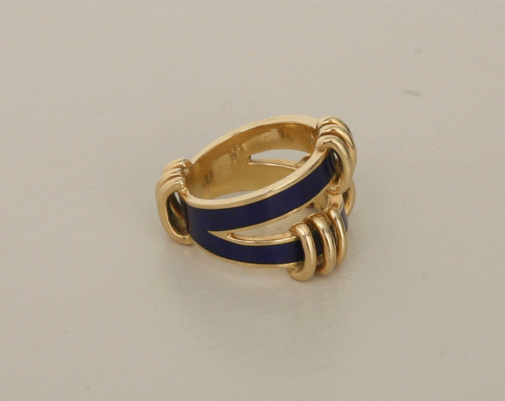 American Tiffany & Co. 18k Gold Schlumberger Enamel Ring