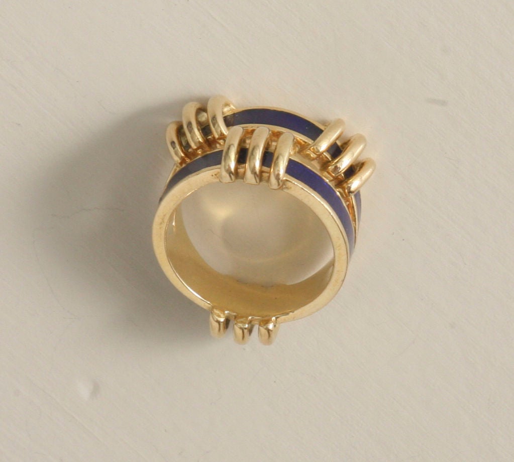 Tiffany & Co. 18k Gold Schlumberger Enamel Ring 1