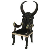Anthony Redmile Carved Armchair with Malachite Bone and Horn