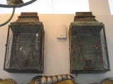 Pair of Copper Lanterns with Lattice Motif