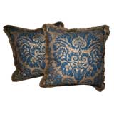 Peacock blue Fortuny cushions