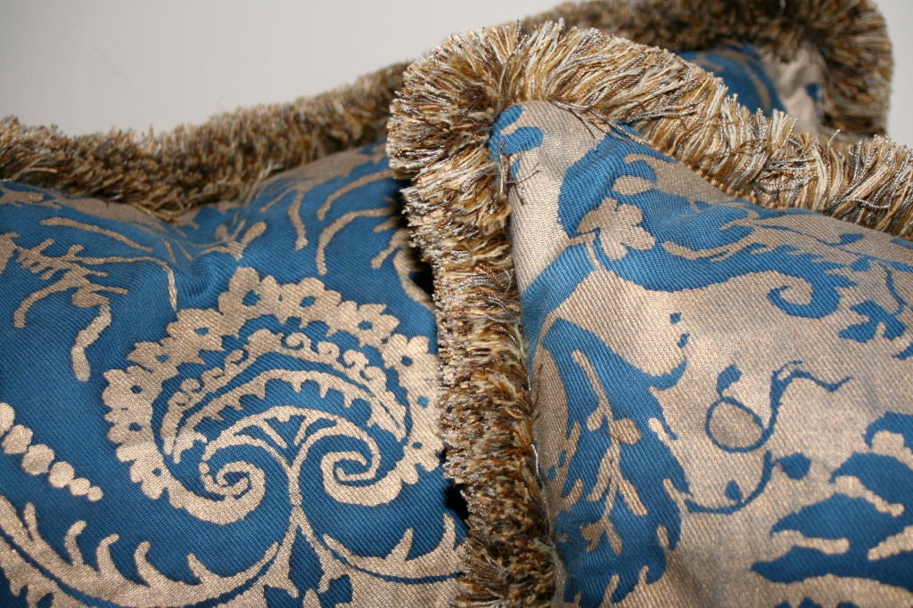 Peacock blue Fortuny cushions
