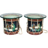 British Colonial drum side tables