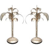 American silvered tole palm tree lamps