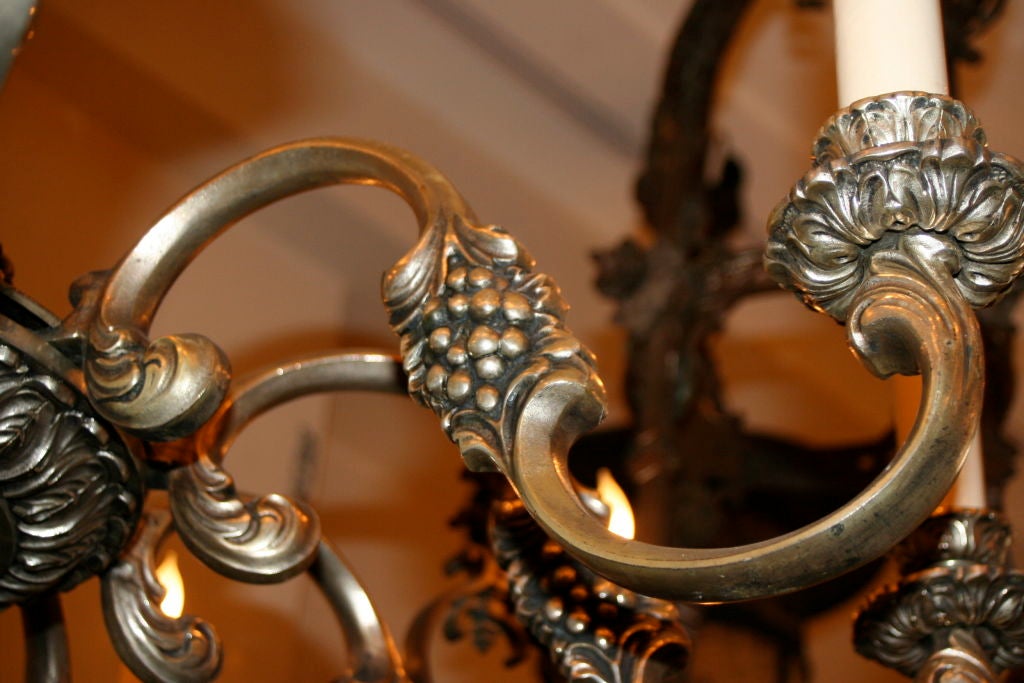 10-light English silver-plated copper chandelier