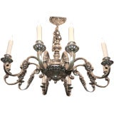 Antique 10-light English silver-plated copper chandelier