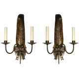 French Brass Plume Sconces