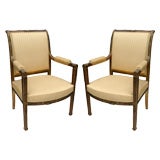 Pair of French Empire Style Open Armchairs