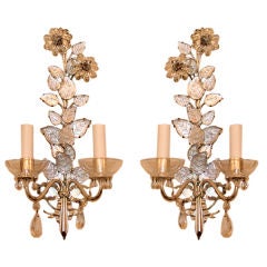 Bagues Two-Light Silvered Metal Sconces