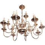 English Silver-Plated Bronze Chandelier
