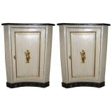 Pair of 19th C. Hand Painted Italian  Corner Cabinets