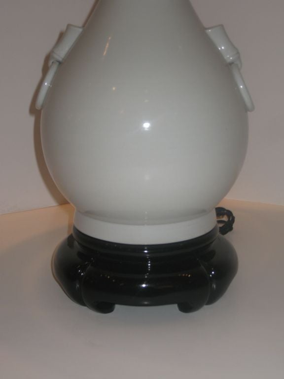 Porcelain Pair of  Ribbed Italian Blanc De Chine Lamps