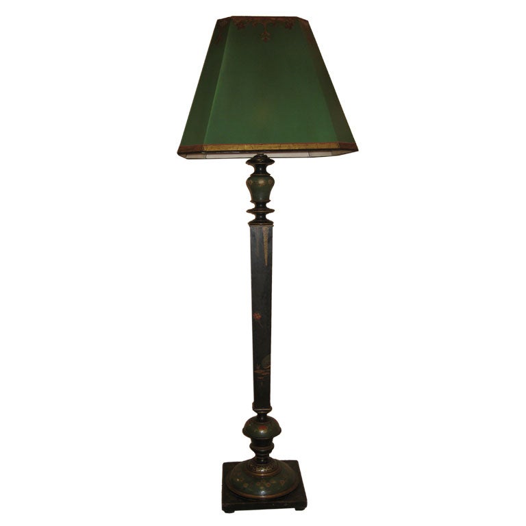 English Oversized Japanned Floor Lamp