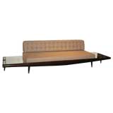 Mid-Century Sofa with Mirrored Side Table