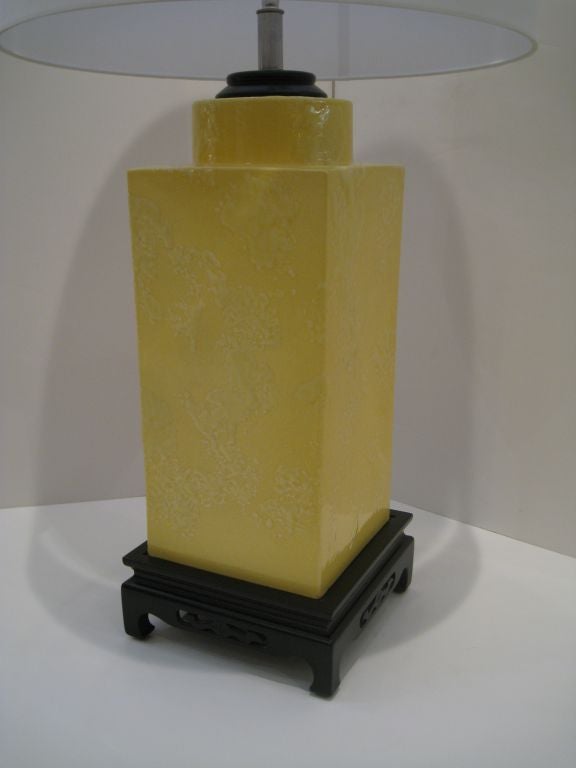 Chinese Style Yellow Glazed Ceramic Lamp<br />
<br />
Lamp Shade Sold Seperate