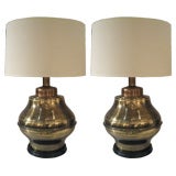 Pair of Large Brass Urn Lamps
