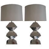 Pair of Pewter Origami Lamps