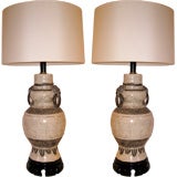 Pair of italian Crackle and Stoneware Lamps Pair of italian Crackle and Stoneware Lamps