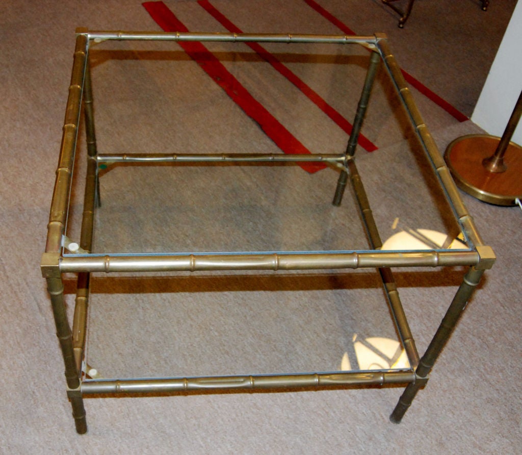 Mid-20th Century French 1960s Faux Bamboo Coffee Side Table