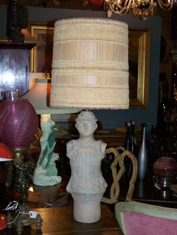 Tall ceramic lamp with original Maria Kipp shade.