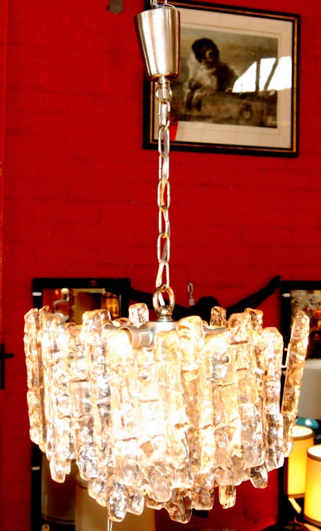 1960s handblown glass chandelier by Kalmar seven lights.