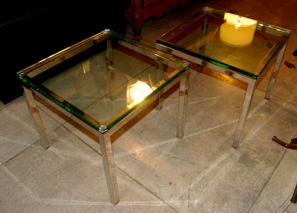 Pair of 1960s Side Tables with Glass Top In Good Condition For Sale In Cathedral City, CA