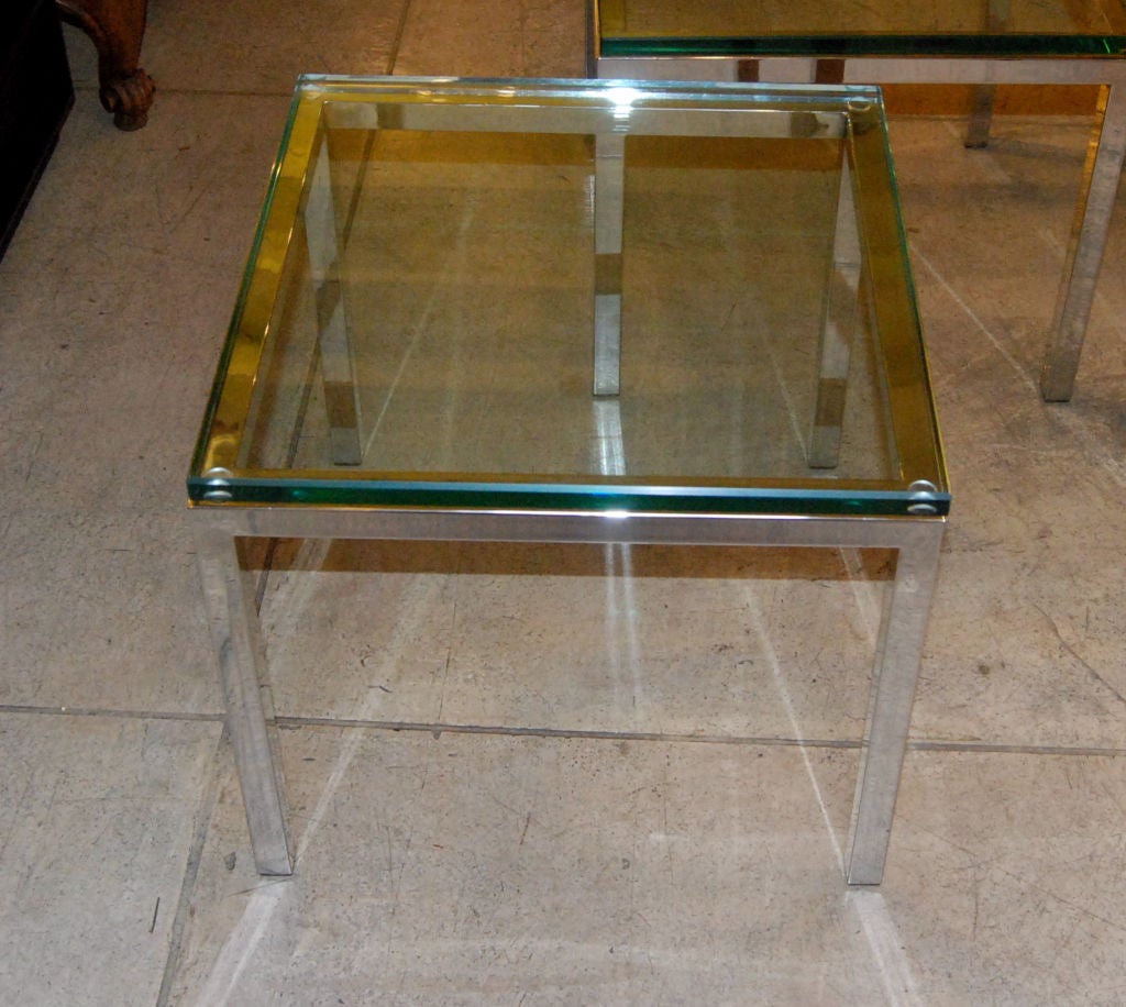 Mid-20th Century Pair of 1960s Side Tables with Glass Top For Sale