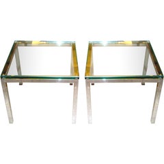 Pair of 1960s Side Tables with Glass Top