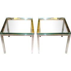 Vintage Pair of 1960s Side Tables with Glass Top