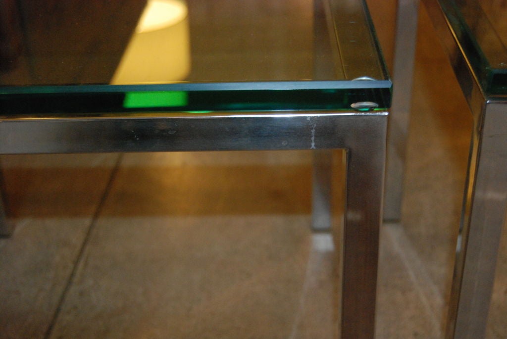 Mid-Century Modern Pair of 1960s Side Tables with Glass Top For Sale