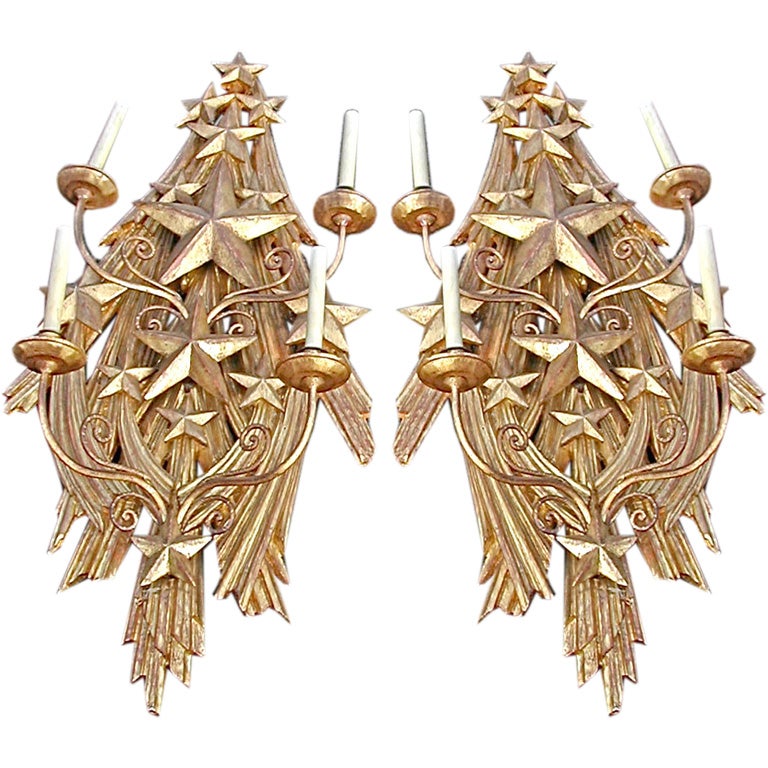 GILDED AND CARVED WOOD SCONCES