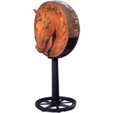 HORSE HEAD TERRA COTTA BUILDING ADORNMENT MOUNTED ON STAND