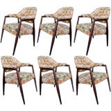 Set of 6 Walnut Chairs in the Manner of Robsjohn Gibbings