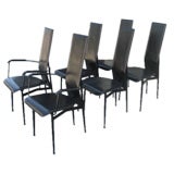 Set of 6  Sculptural Black  Leather  1970s Dining Room Chairs