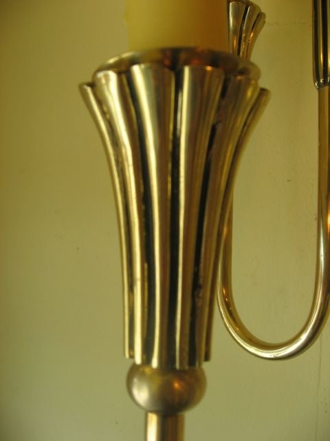 French Art Deco Bronze Candelabra Sconces, Pair 1