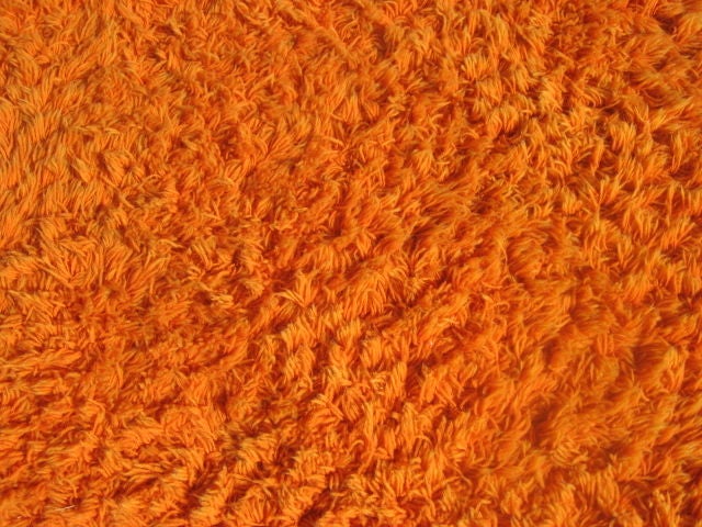 Huge orange shaggy rug.