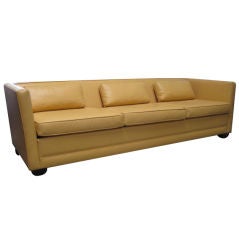 Chic Sleek Lines Yellow Leather 1960s Sofa