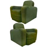 French Mid-Century Club Chairs by Airborne, Pair