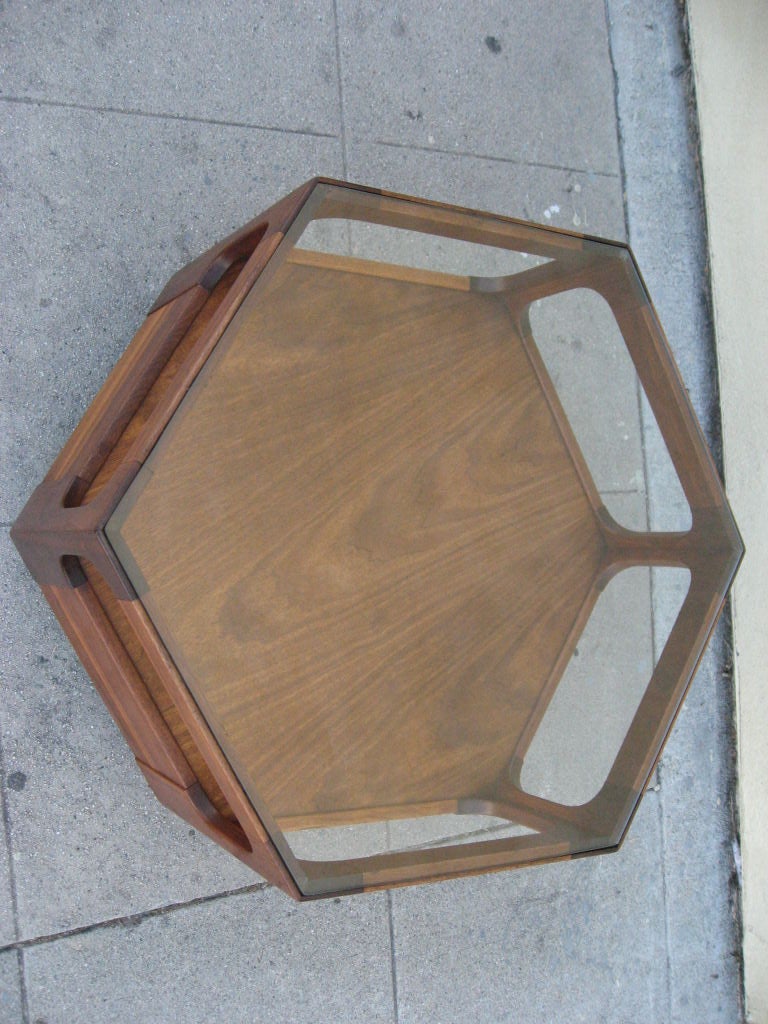American Hexagonal Coffee table by John Keal for Brown Saltman