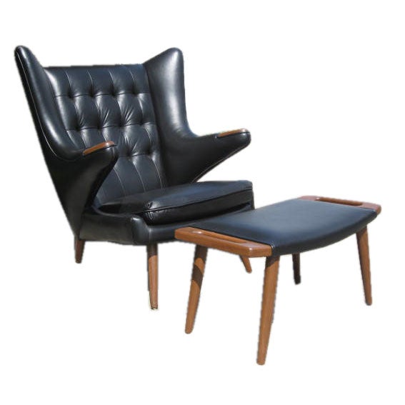 After Hans Wegner Papa Bear Armchair with Ottoman.